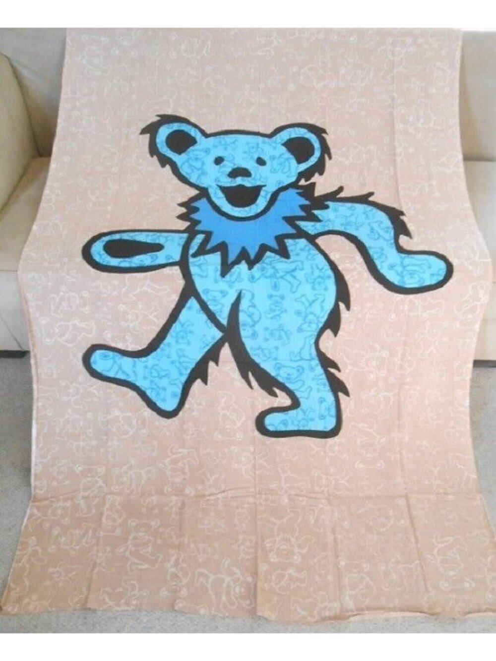 New Large Grateful Dead Huge Blue Dancing Bear Wall Art Decor Tapestry 52X80 NIP